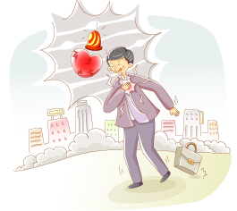 심장 통증 호소 남성 일러스트